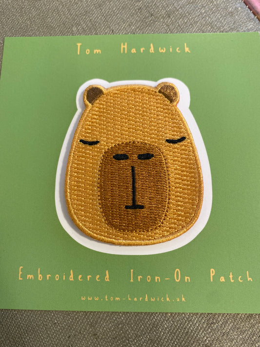 Capybara Head Embroidered Iron on Patches