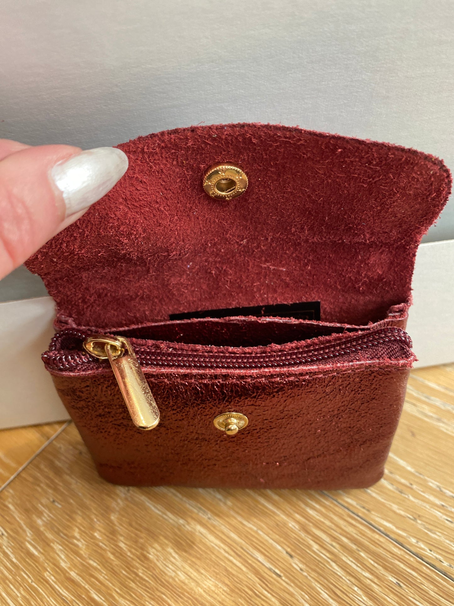 Leather Wallet Coin Purse Burgundy