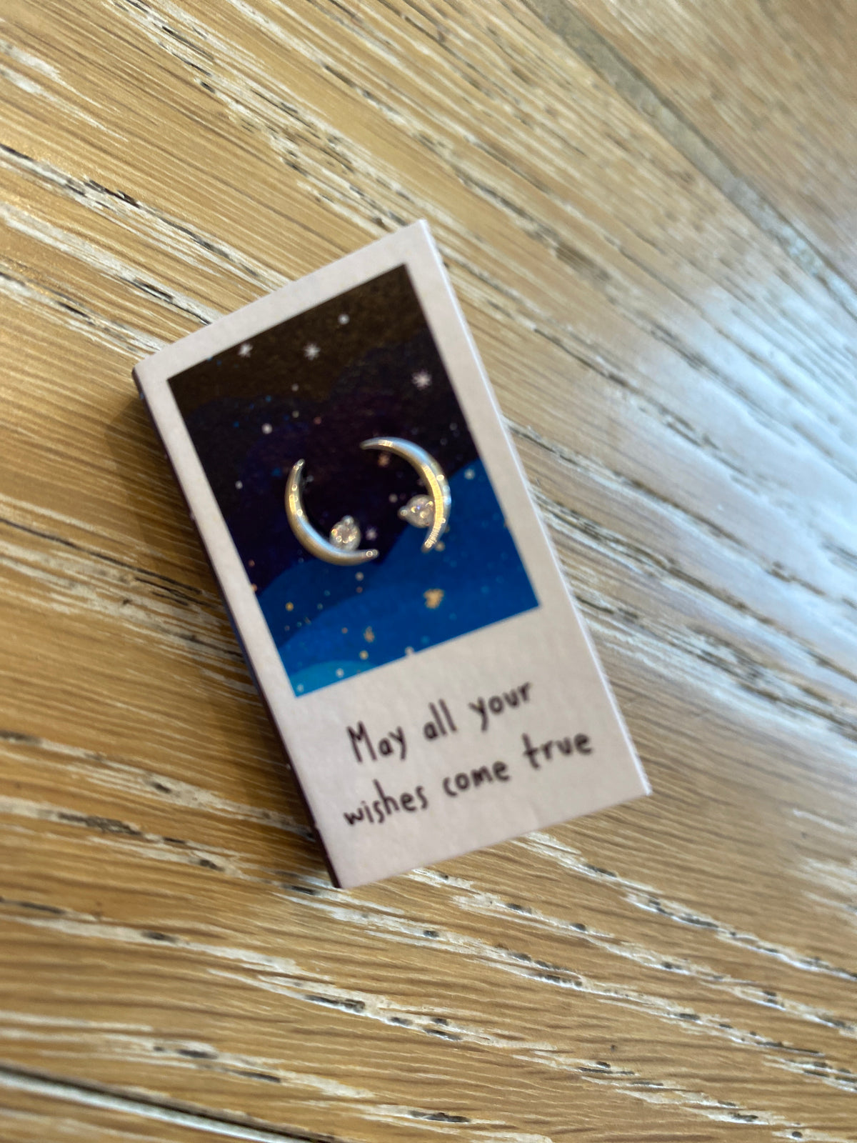 Moon with Crystal Stud Earrings