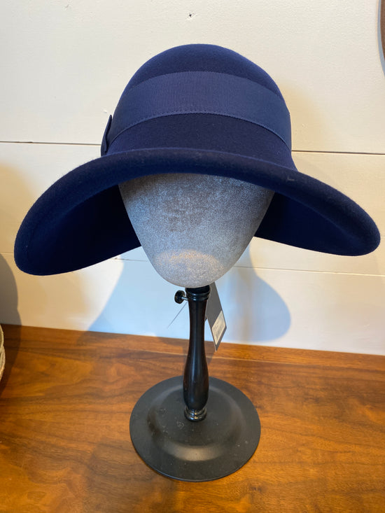 Rose Large Wool Cloche Hat with Bow