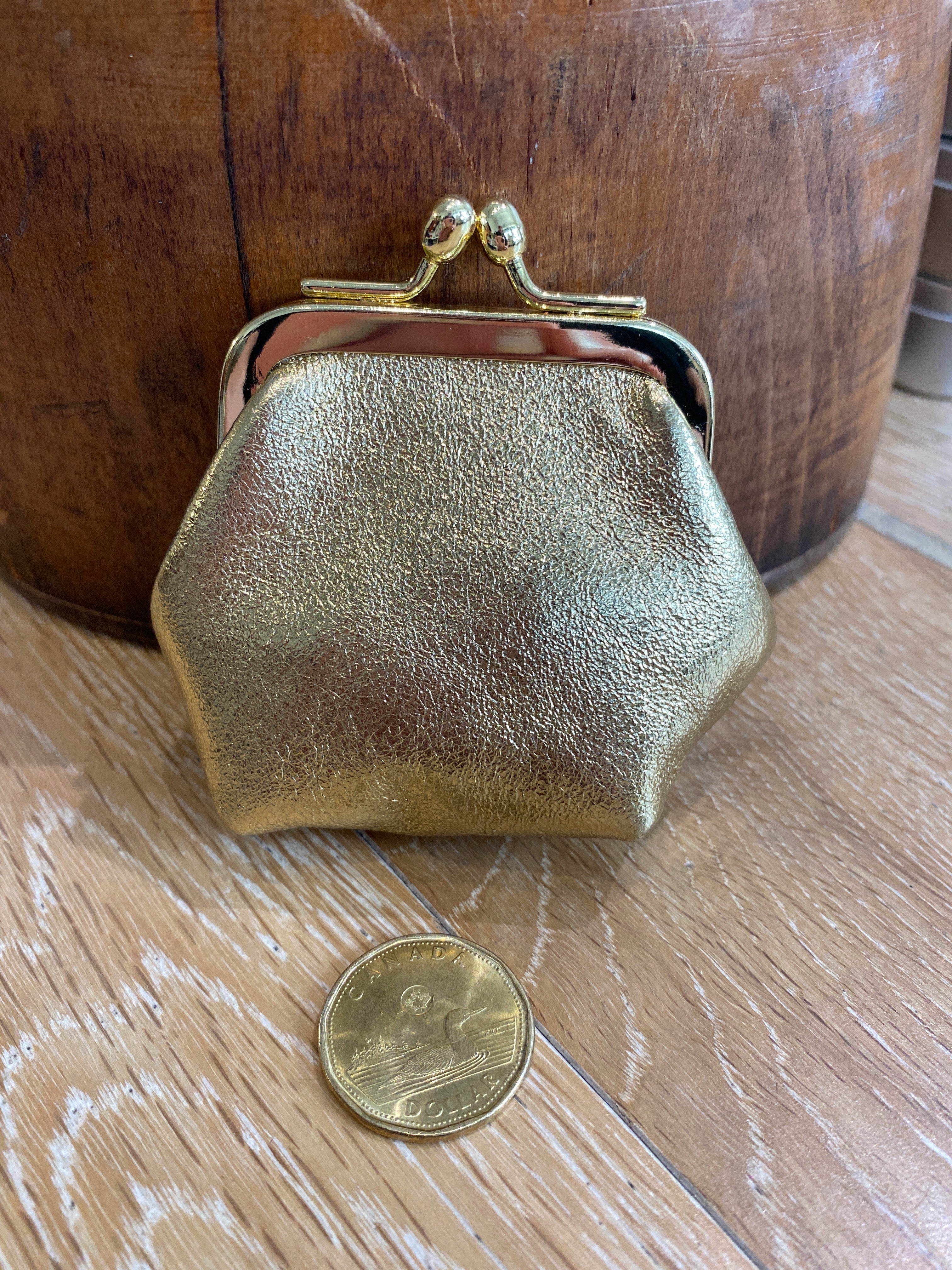 Retro Leather Mini Purse Gold