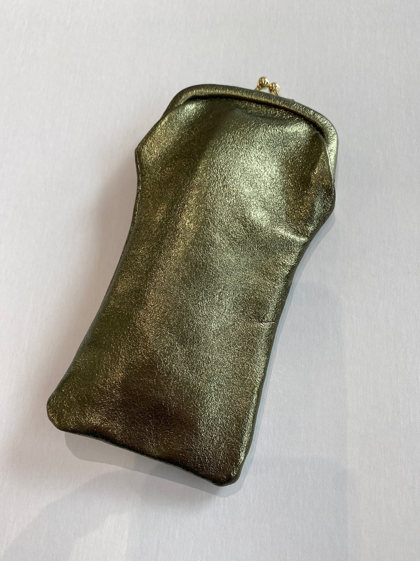 Leather Glasses Case with Retro Clasp Persimmon