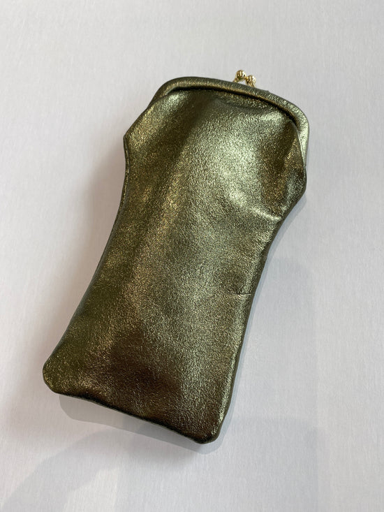 Leather Glasses Case with Retro Clasp Persimmon