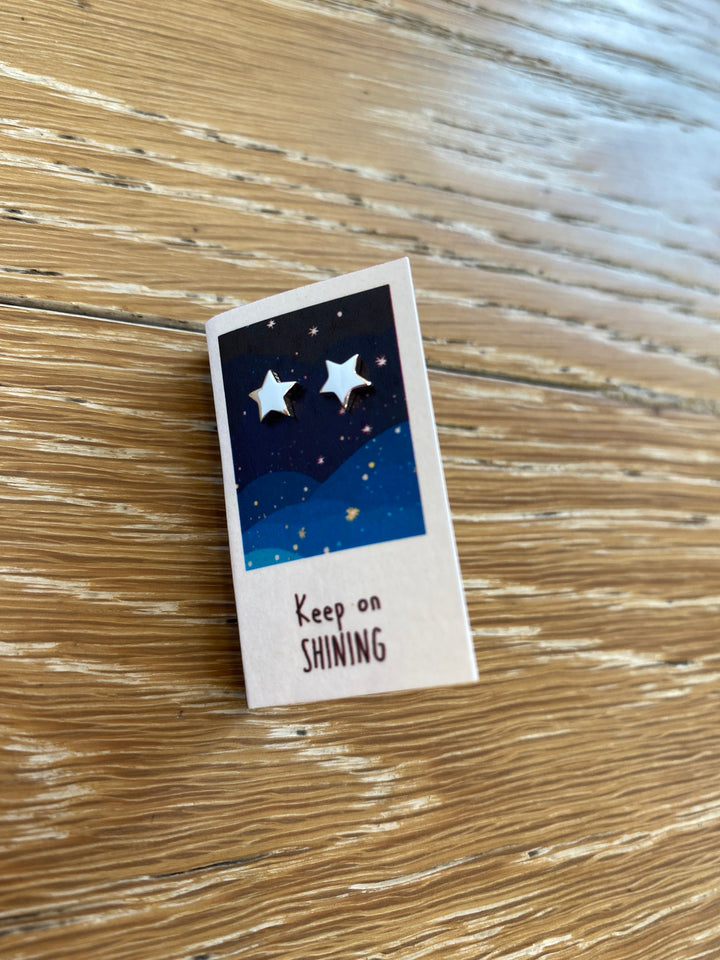 Keep On Shining Stars Silver stud Earrings