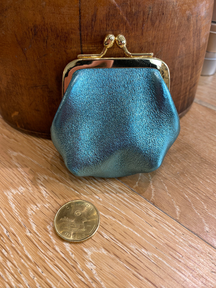Retro Leather Mini Purse Turquoise