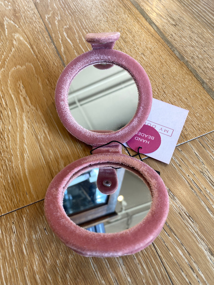 Pink Flower Bee Compact Mirror