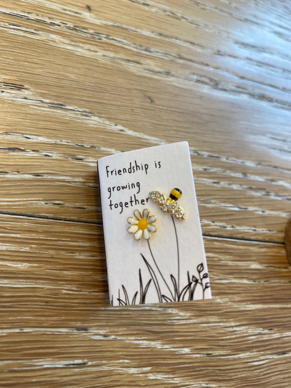 Friendship Bee and Flower Stud Earrings