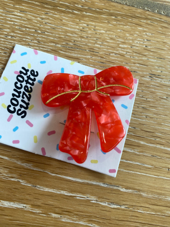 Red Ribbon Hair Clip
