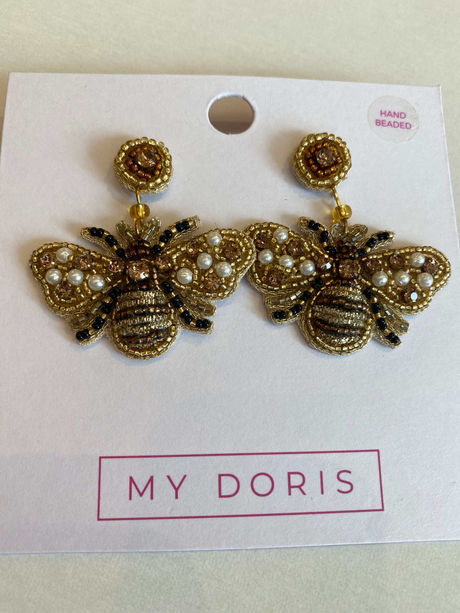 Gold  Beaded Bee Drops