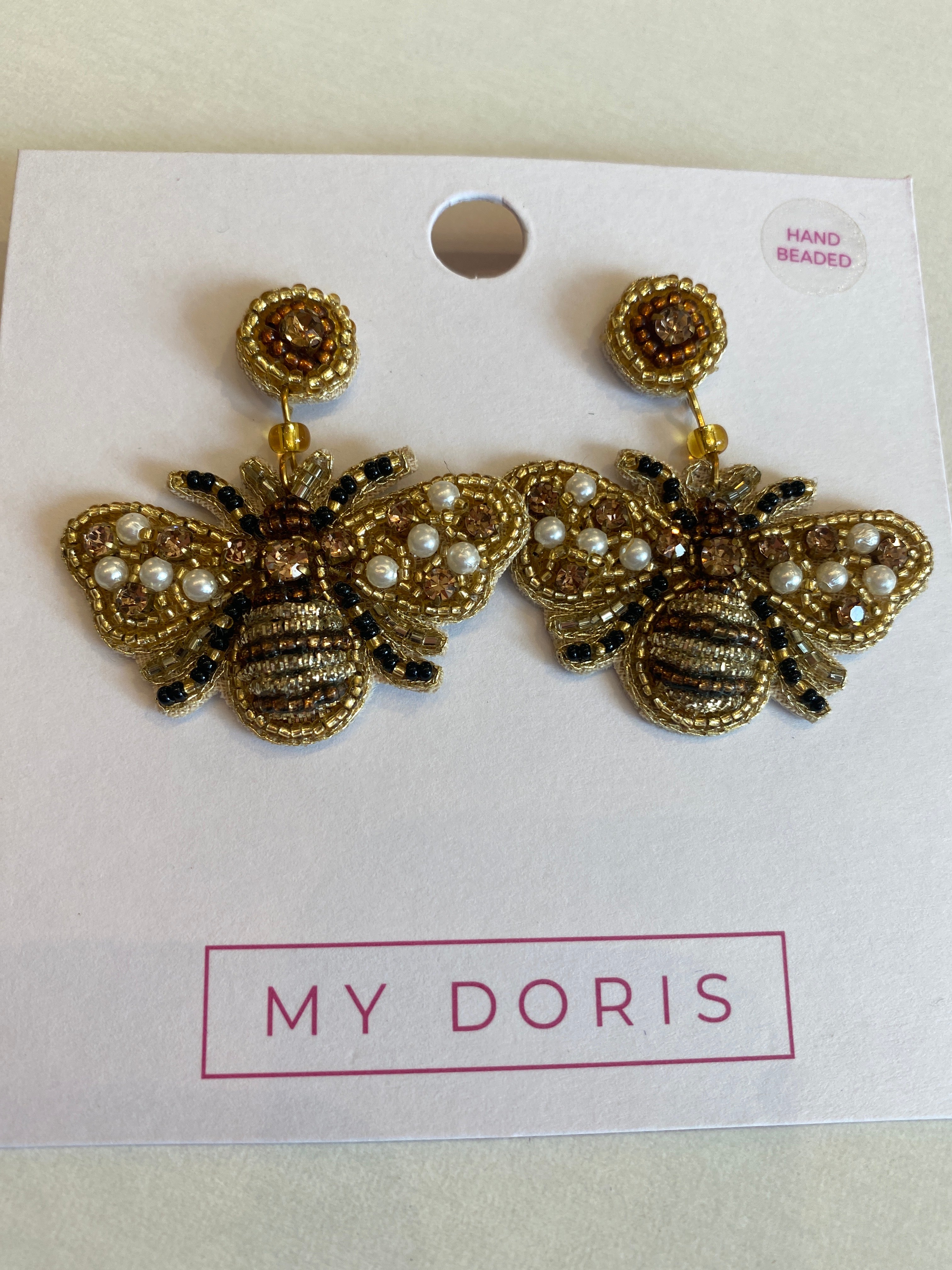 Gold  Beaded Bee Drops