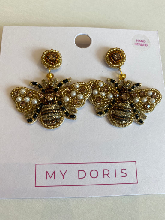 Gold  Beaded Bee Drops