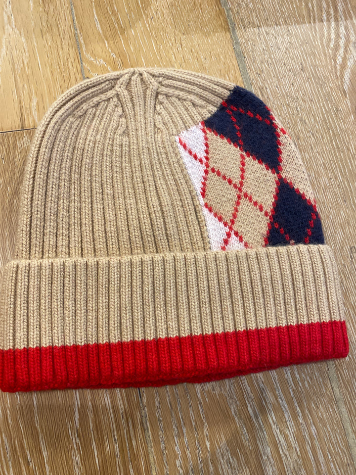 Luxe Cashmere Argyle Beanie