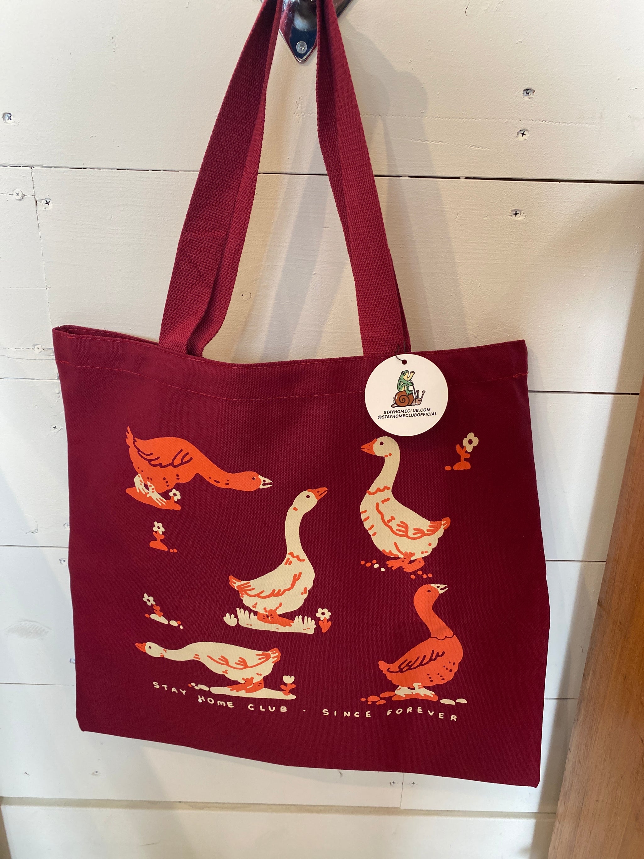 Flat Tote Goose Morning Maroon