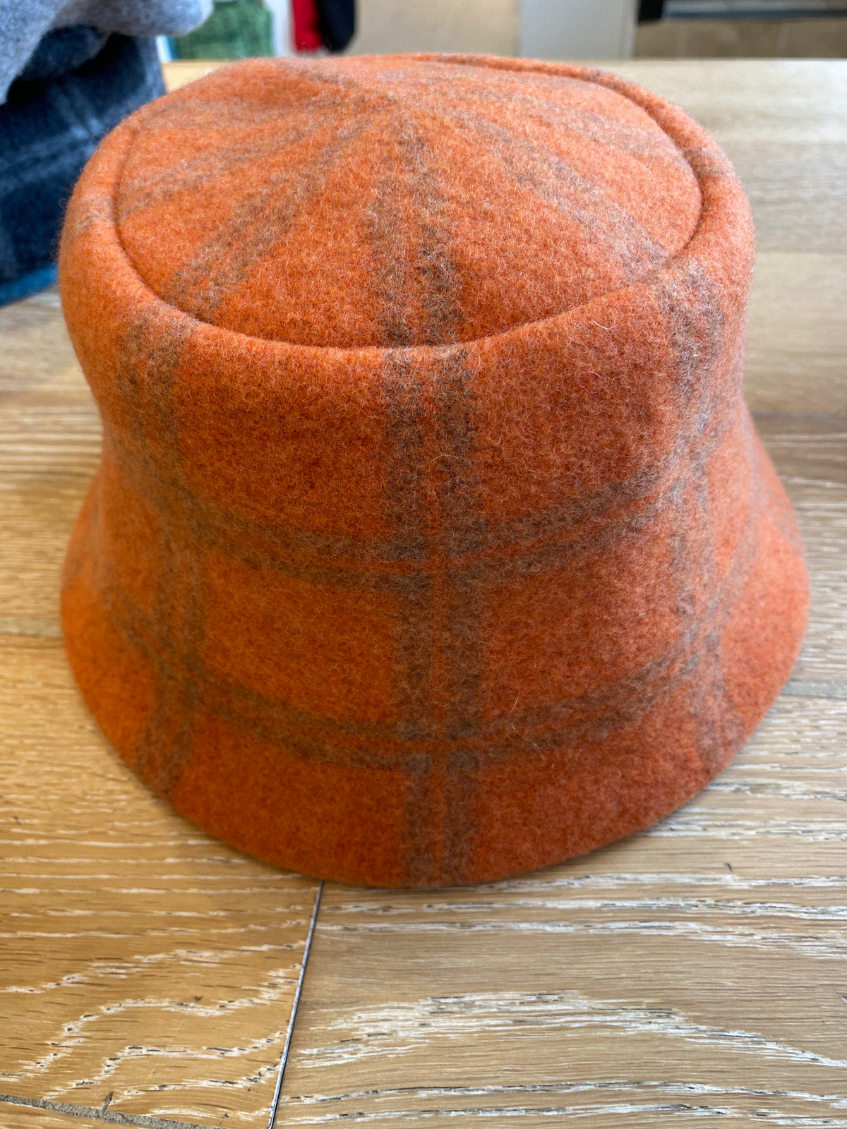 Wool Bucket Hat Orange Plaid