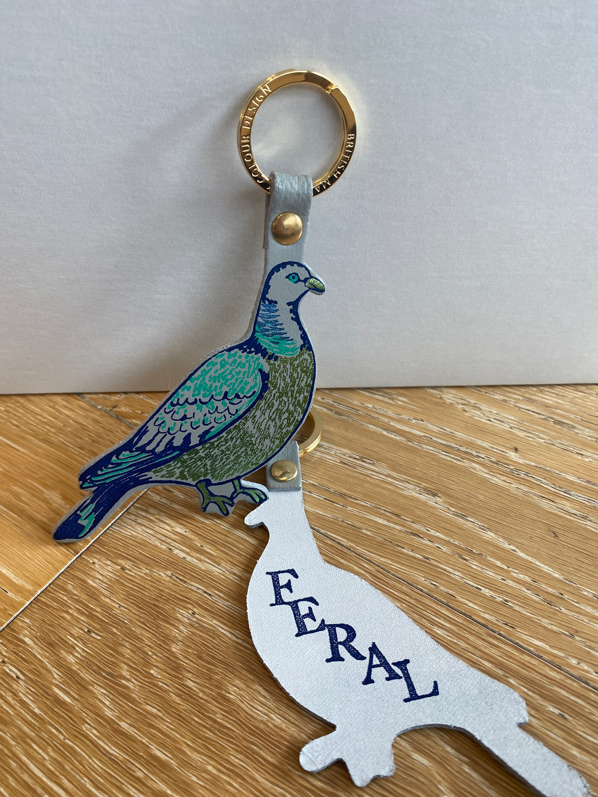 Feral Pigeon Leather Key Ring