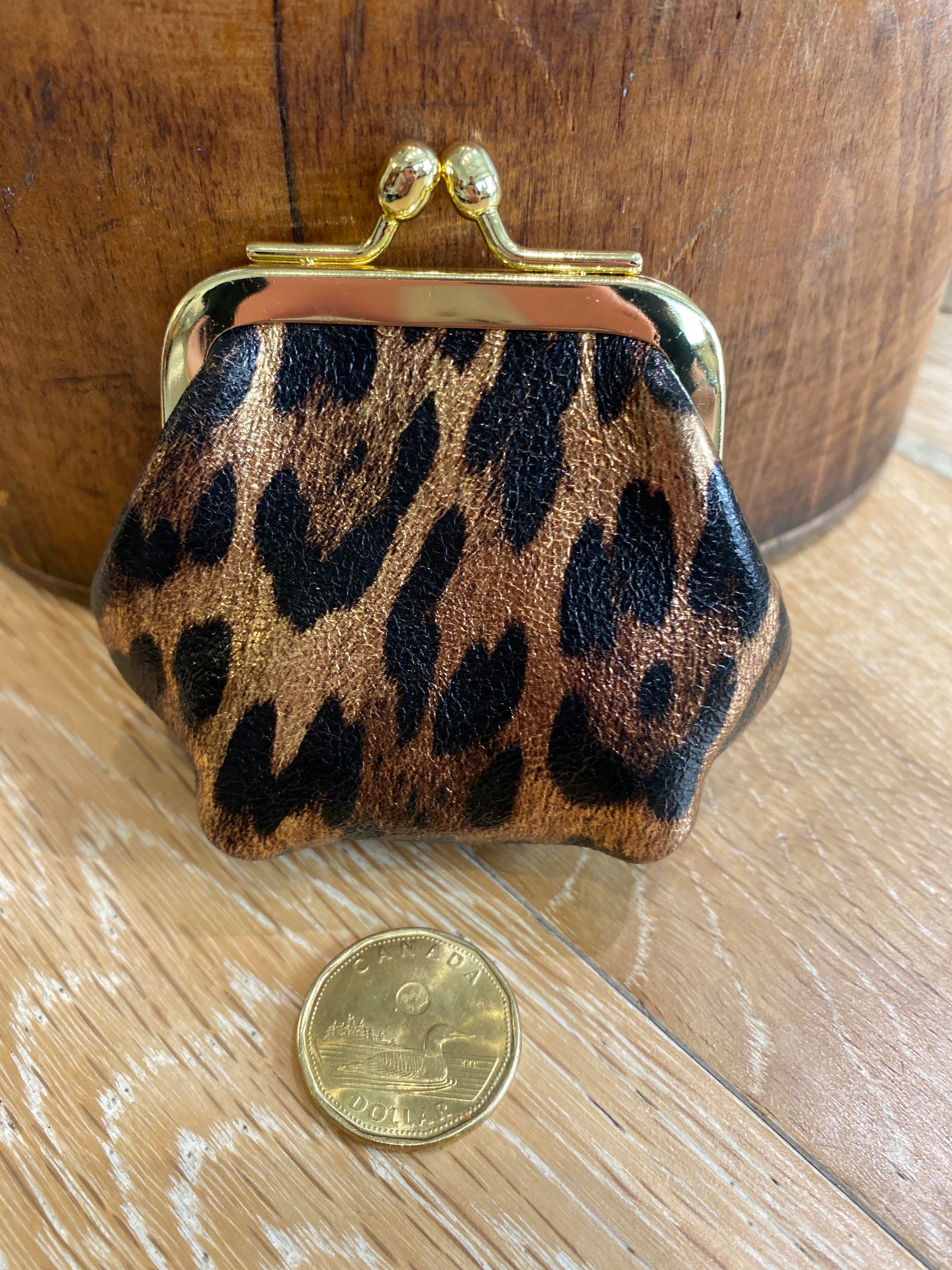 Retro Leather Mini Purse Dark Leopard
