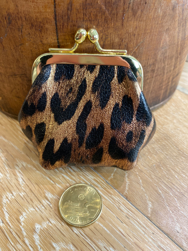 Retro Leather Mini Purse Dark Leopard