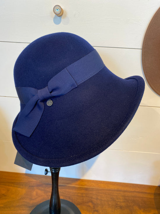 Rose Large Wool Cloche Hat with Bow