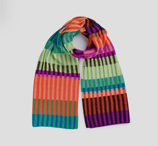 Mosaic Stripe Knit Scarf