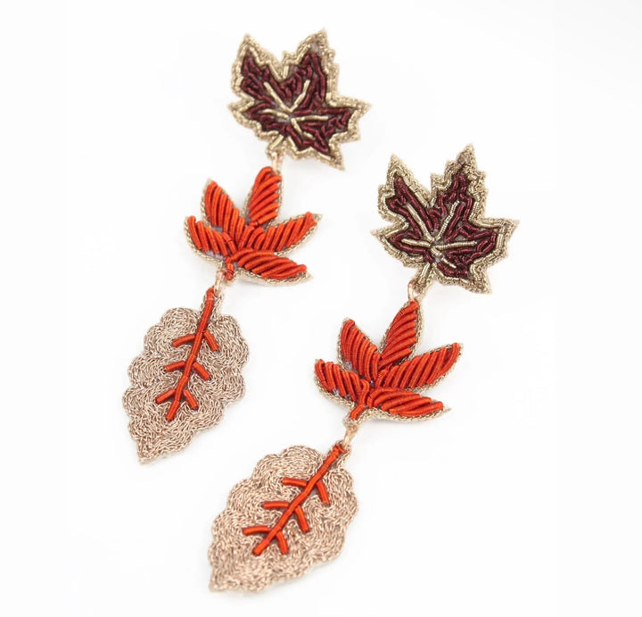 Triple Orange Leaf Earrings