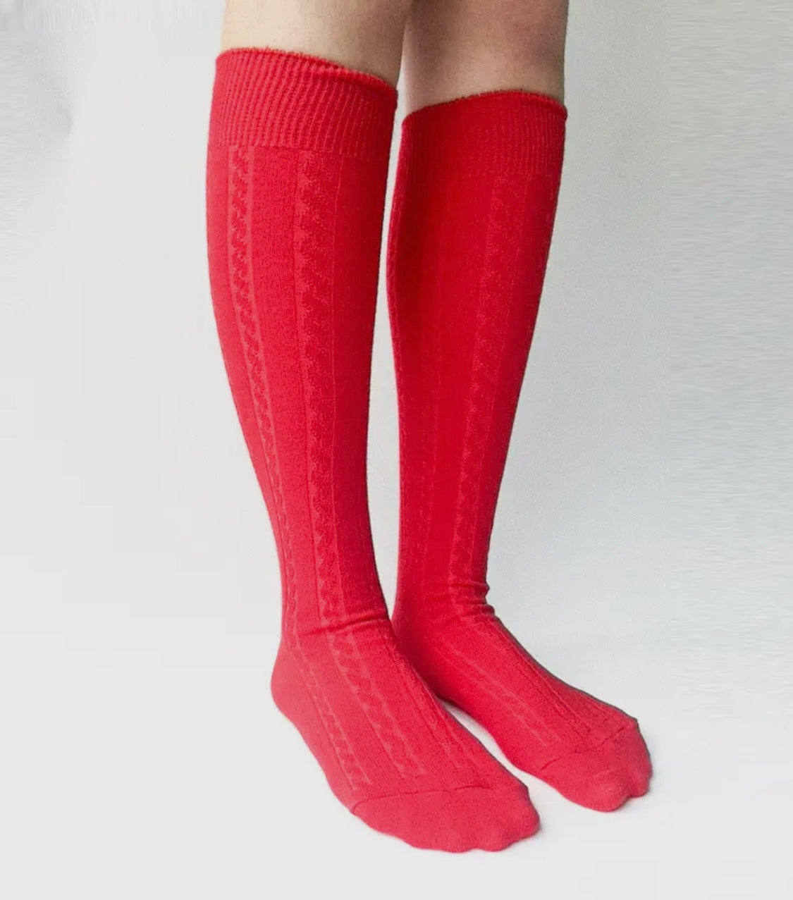 Cotton Cable Knee High Socks
