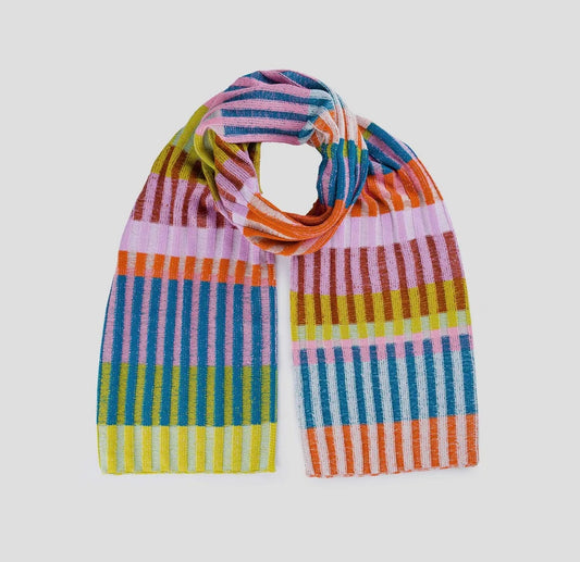 Mosaic Stripe Knit Scarf