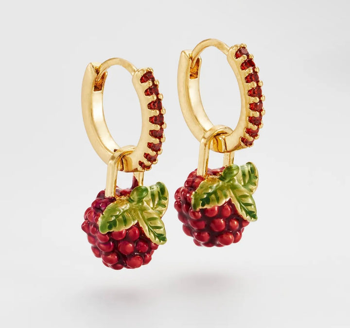 Fable Orla Raspberry Huggie Earrings