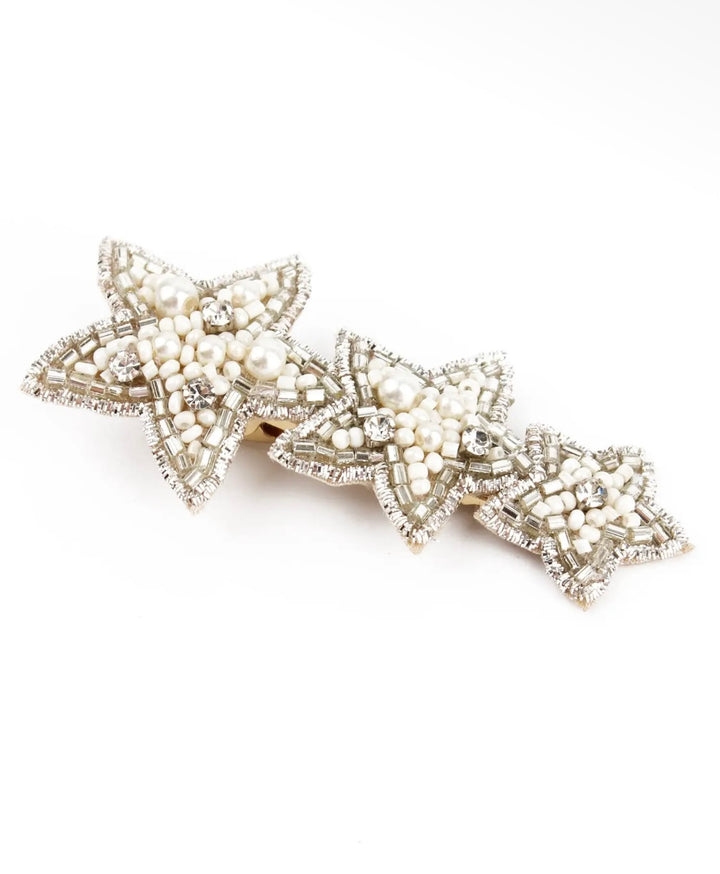 Silver and Pearl Star Hair Clip