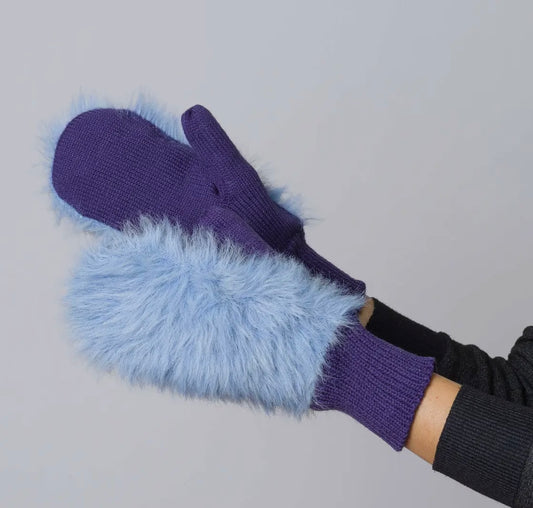 Faux Fur Knit Mittens