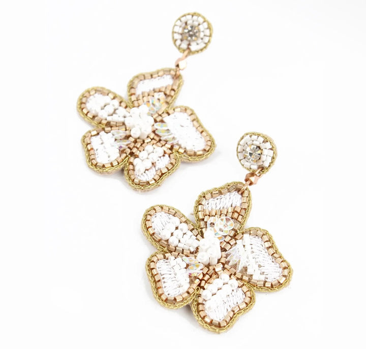 White Flower Earrings