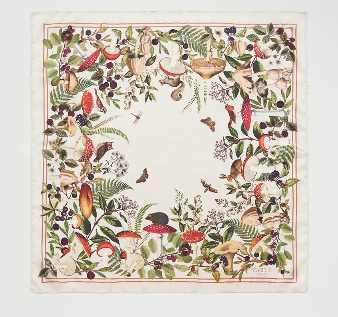Orla Mushroom Small Square Scarf in Ivory