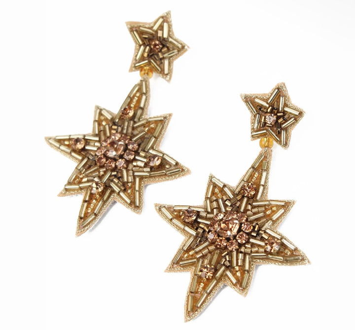 Large Gold Double Star Drops