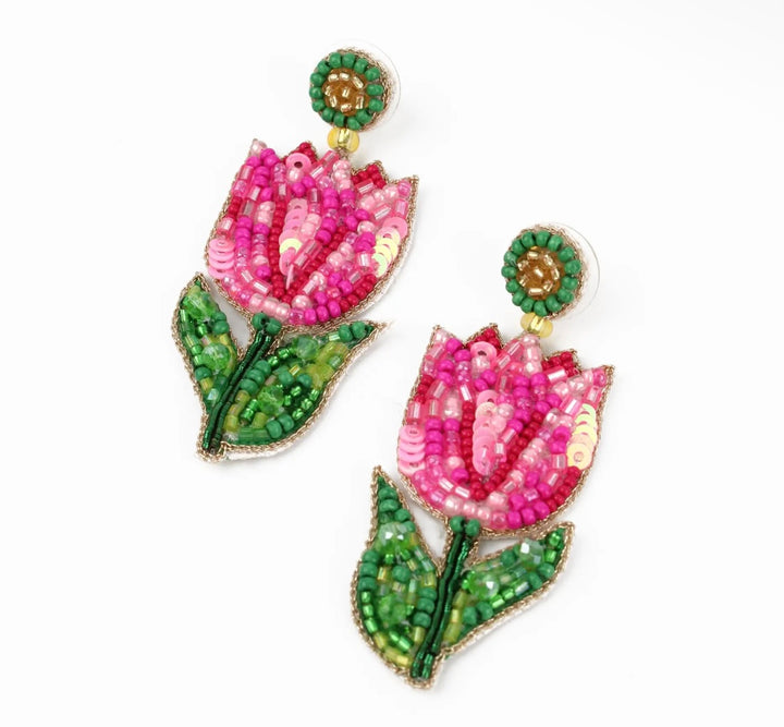 Pink Tulip Earrings