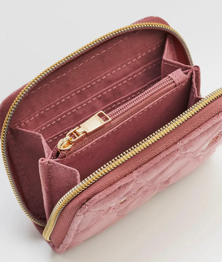 Embroidered Bee Small Wallet in Pink