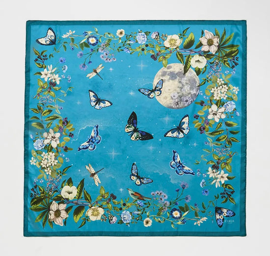 Midnight Garden Square Scarf  in Teal