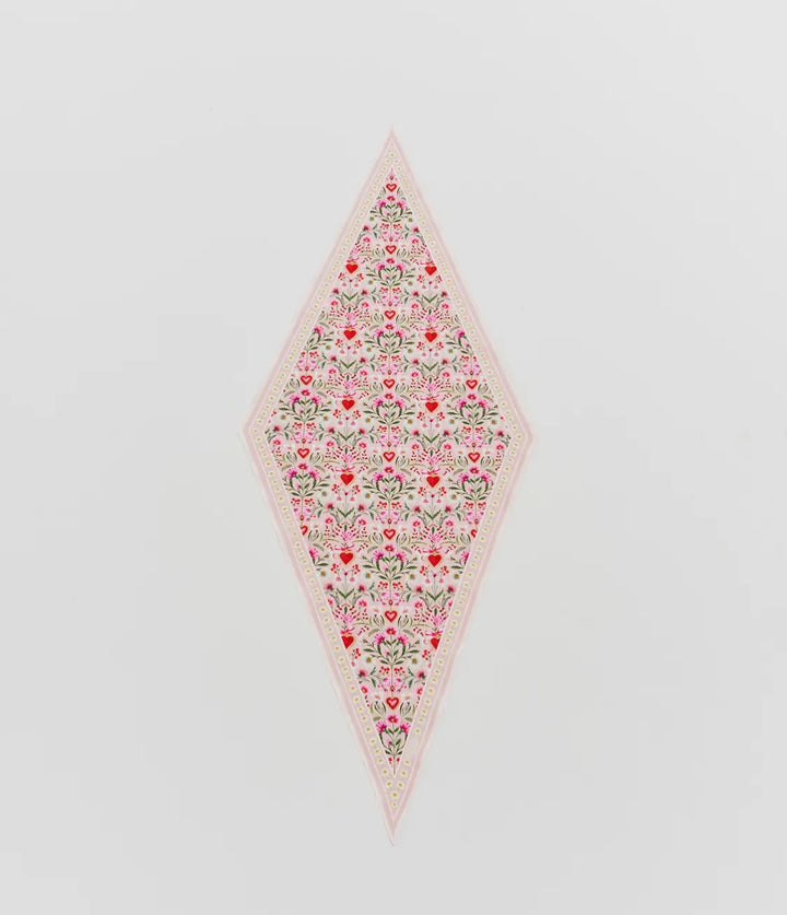Pink Floral Heart Triangle Scarf