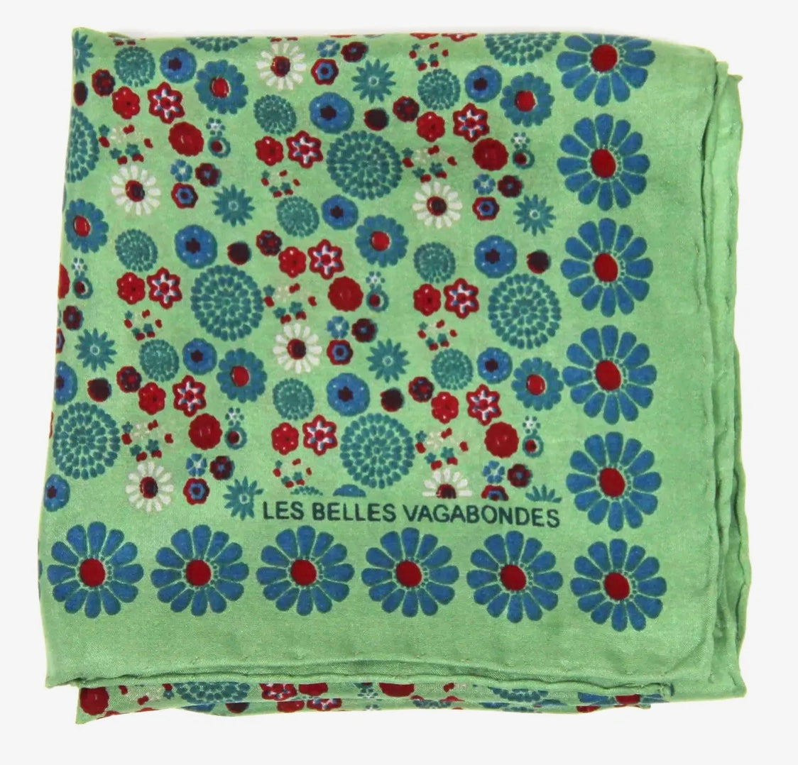 Silk Scarves Hanami Kaki