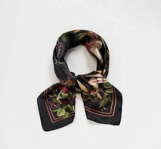 Orla Mushroom Small Square Scarf in Black