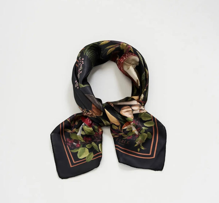 Orla Mushroom Small Square Scarf in Black