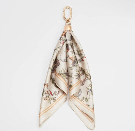 Scarf Bag Charm Black Into The Woods Ecru
