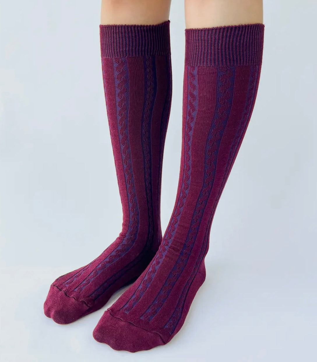 Cotton Cable Knee High Socks