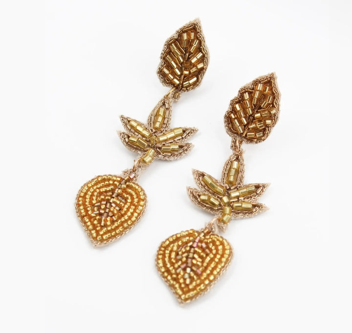 Gold Leaf Triple Earrings