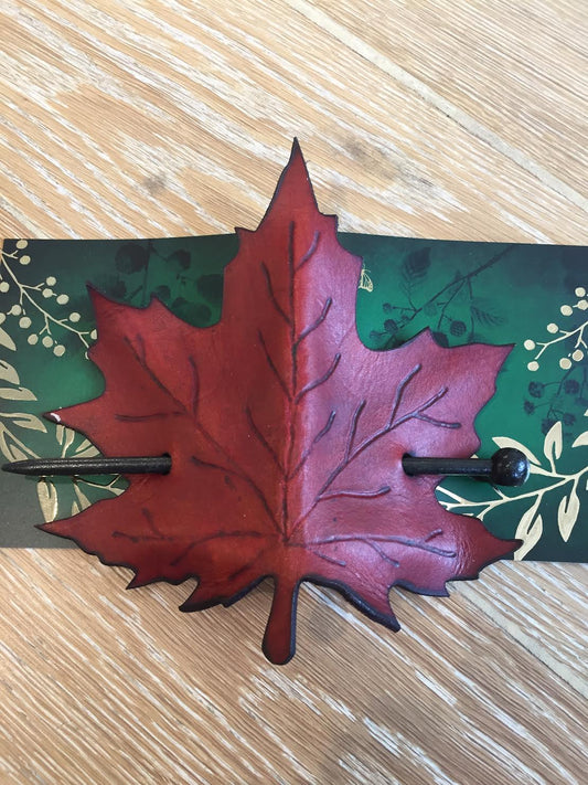 Leather Leaf Hair Barrette