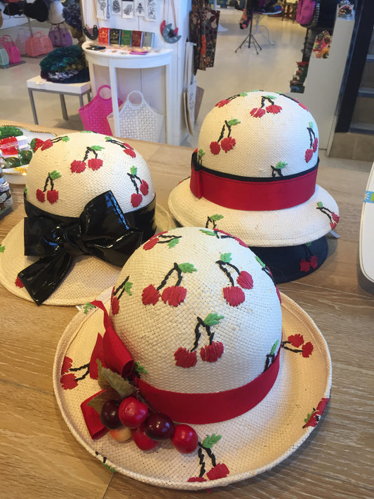 Cherry Print straw hats