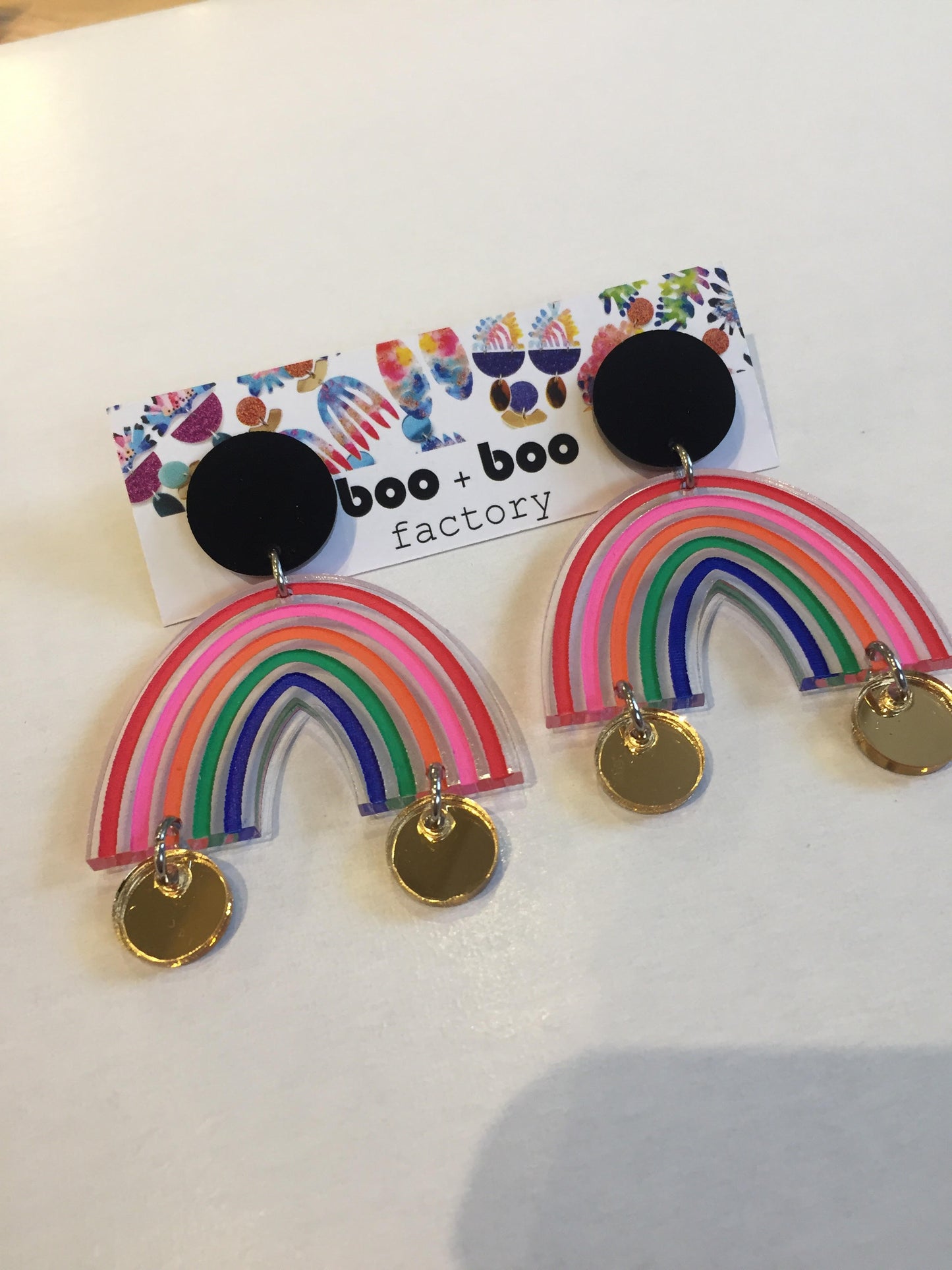 Rainbow with Gold Drop Earrings