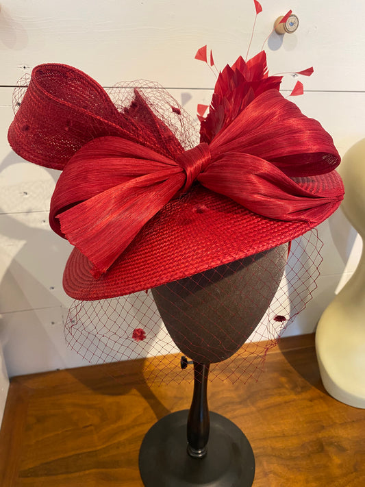 Red Saucer Derby Hat