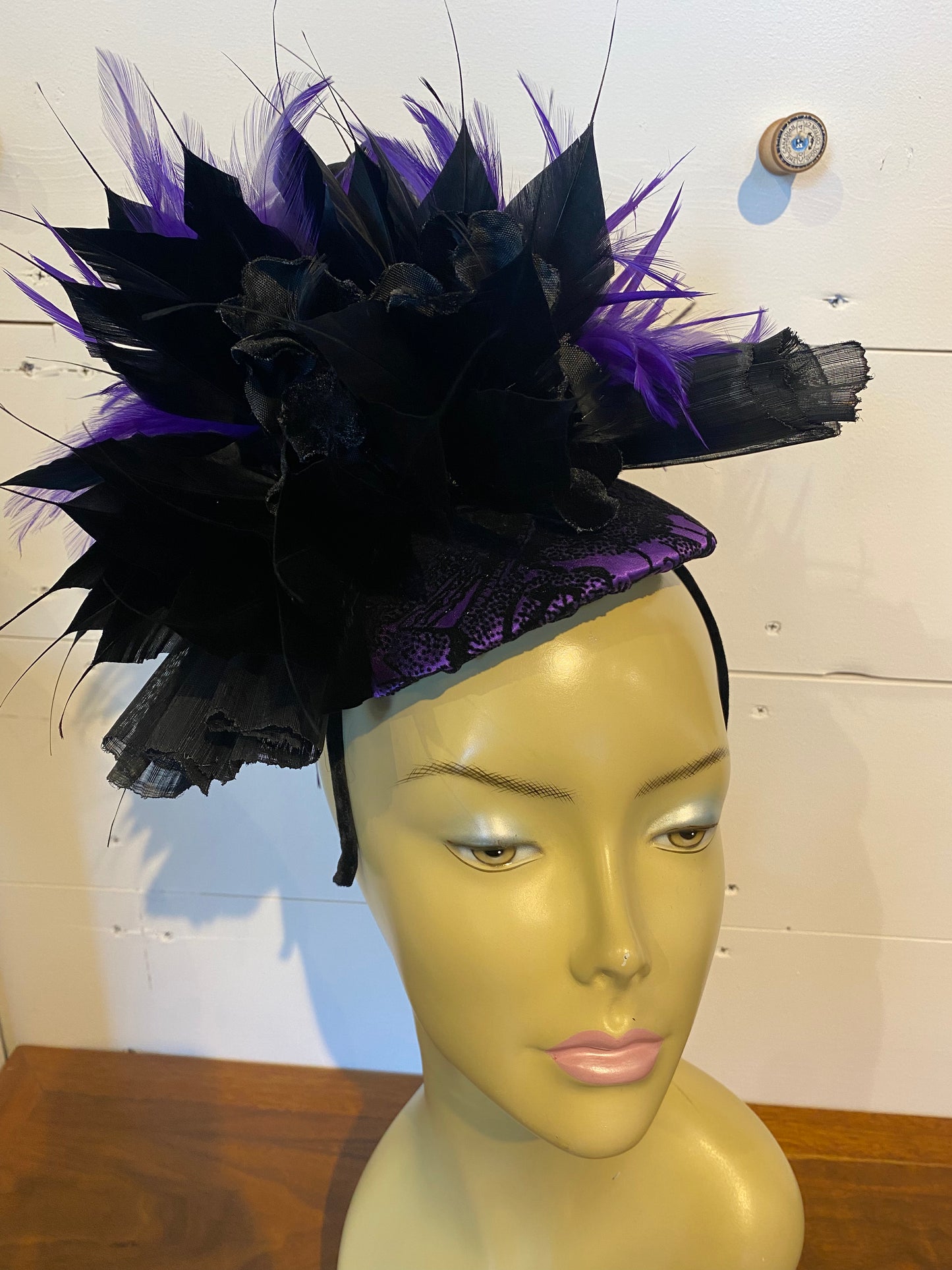 Purple and Black Derby Cocktail Hat