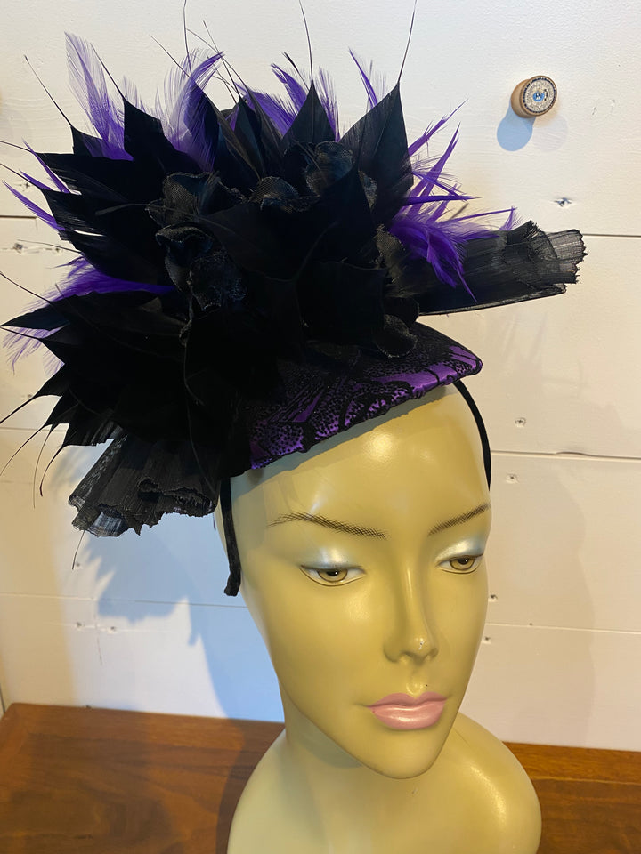 Purple and Black Derby Cocktail Hat