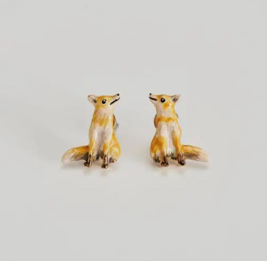Fox Enamel Stud Earrings