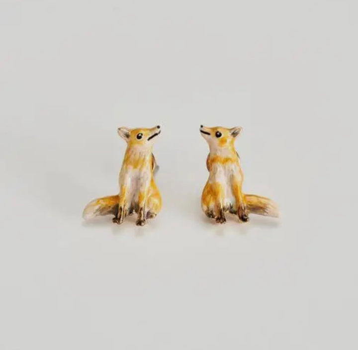 Fox Enamel Stud Earrings